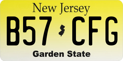 NJ license plate B57CFG