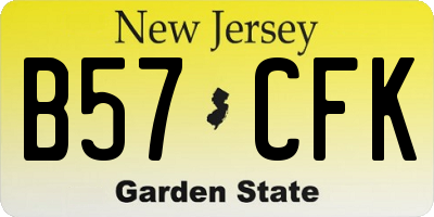 NJ license plate B57CFK