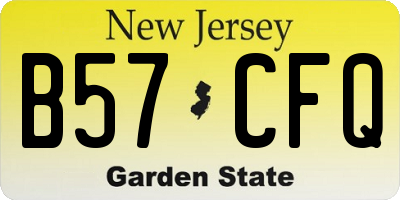 NJ license plate B57CFQ
