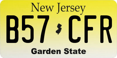 NJ license plate B57CFR