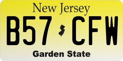 NJ license plate B57CFW