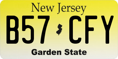 NJ license plate B57CFY