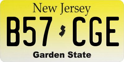 NJ license plate B57CGE