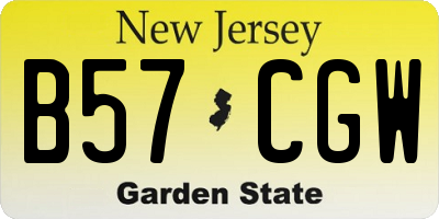 NJ license plate B57CGW