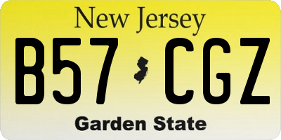 NJ license plate B57CGZ