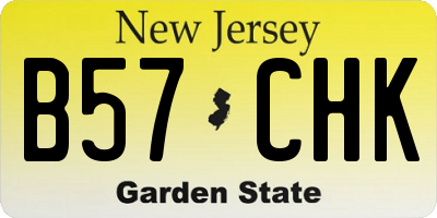 NJ license plate B57CHK