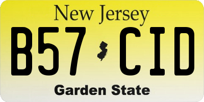 NJ license plate B57CID