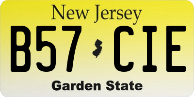 NJ license plate B57CIE
