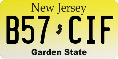 NJ license plate B57CIF