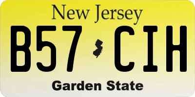 NJ license plate B57CIH