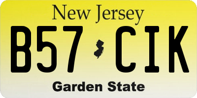 NJ license plate B57CIK