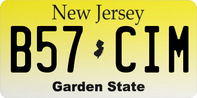 NJ license plate B57CIM