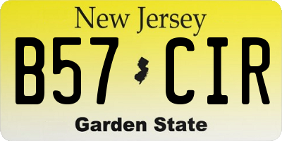 NJ license plate B57CIR