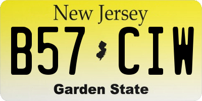 NJ license plate B57CIW