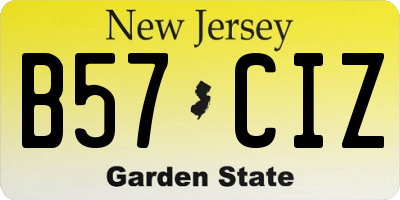 NJ license plate B57CIZ