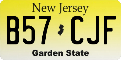 NJ license plate B57CJF