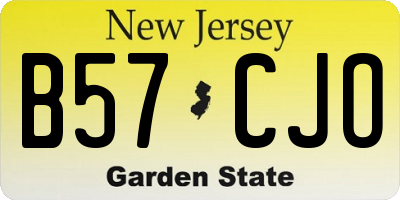 NJ license plate B57CJO