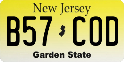 NJ license plate B57COD