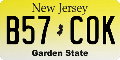 NJ license plate B57COK