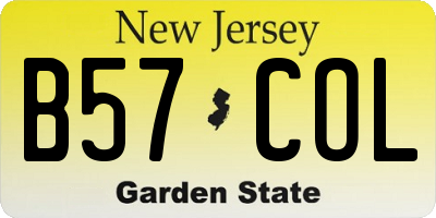 NJ license plate B57COL
