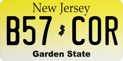 NJ license plate B57COR
