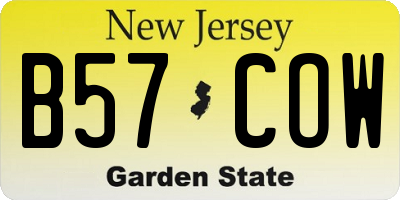 NJ license plate B57COW