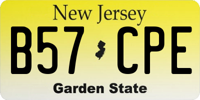 NJ license plate B57CPE