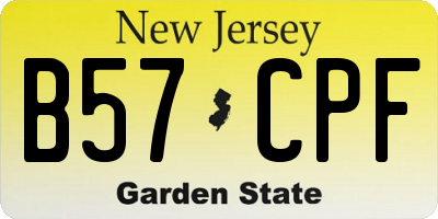 NJ license plate B57CPF