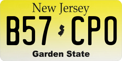 NJ license plate B57CPO