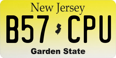 NJ license plate B57CPU