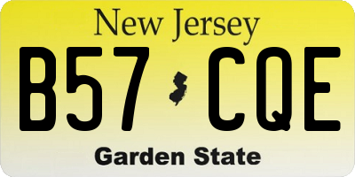 NJ license plate B57CQE