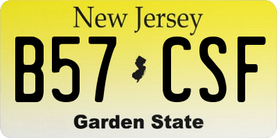 NJ license plate B57CSF