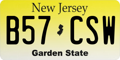 NJ license plate B57CSW