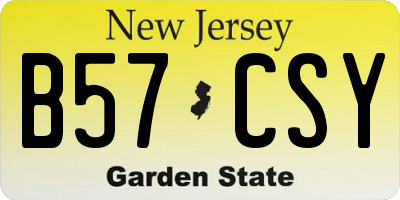 NJ license plate B57CSY