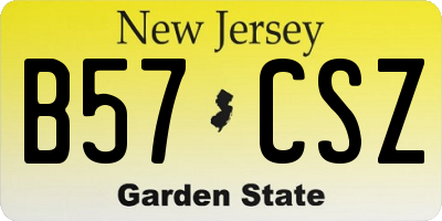 NJ license plate B57CSZ