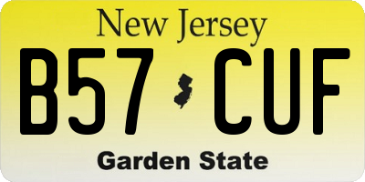 NJ license plate B57CUF