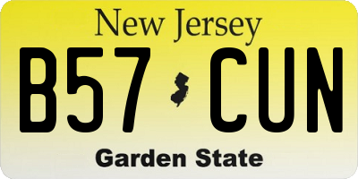 NJ license plate B57CUN