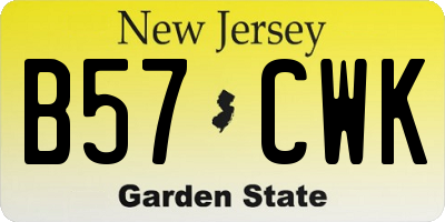 NJ license plate B57CWK
