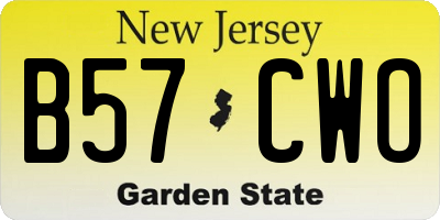 NJ license plate B57CWO