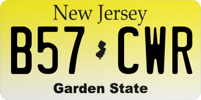 NJ license plate B57CWR