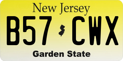 NJ license plate B57CWX