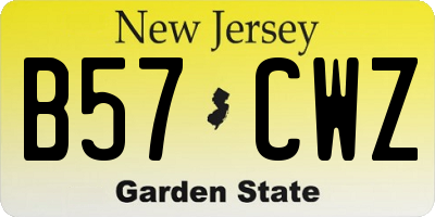 NJ license plate B57CWZ