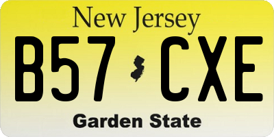 NJ license plate B57CXE