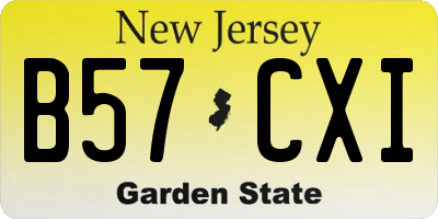 NJ license plate B57CXI