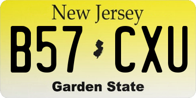 NJ license plate B57CXU