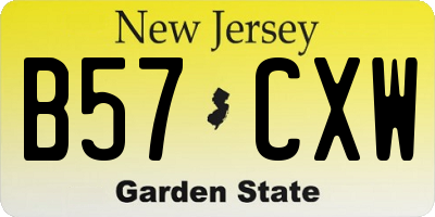 NJ license plate B57CXW