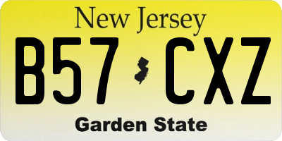 NJ license plate B57CXZ