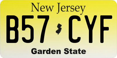 NJ license plate B57CYF
