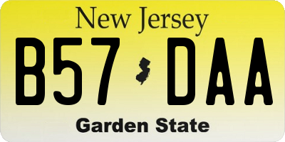 NJ license plate B57DAA