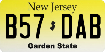 NJ license plate B57DAB